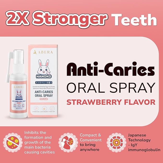 Abera Anti-Caries Kids Oral Spray, Fluoride Free Toddler Toothpaste Helper for Cavity Repair and Fresh Breath, 360 Degree Rotating Spout Easy to Use for Newborn to Preschooler,1.35 fl Oz, Pack of 3
