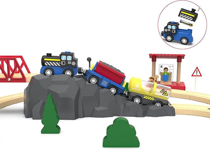 Train Accessories Battery Operated Locomotive Train, Engineering Train Fits All Train Set for Toddlers, Engine Powerful Train Toys for Wooden Railway System, Train for Kids