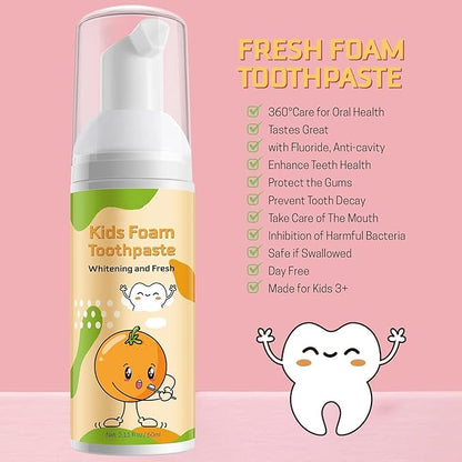 Moulis Foam Toothpaste Kids,Children Whitening Toothpaste with Low Fluoride & Natural Formula to Reduce Plaque,Toddler