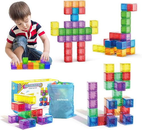 48PCS Magnetic Blocks - 1.38 inch Building Blocks for Toddlers, STEM Building Toys for Kids, Montessori Toys for 2 3 4 5 6+ Year Old, Magnet Sensory Travel Toys Christmas Birthday Gifts for Boys Girls