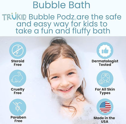 TruKid Bubble Podz Bubble Bath for Baby & Kids, NEA-Accepted for Eczema 7 for (10 Podz)