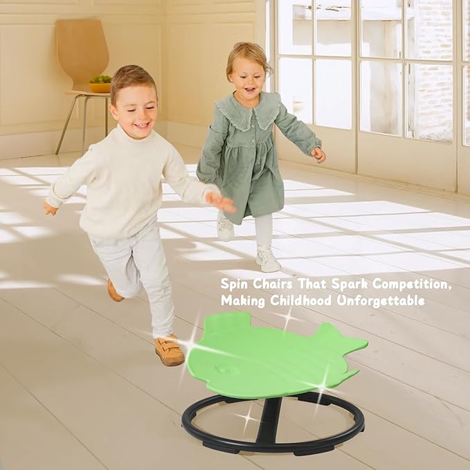 Kids Swivel Chair Sensory Chair for Kids, Spinning Chair Kids Balance Physical Therapy Equipment, Kids Indoor Outdoor Play Equipment， Science Seat for Kids 3-9 (Light Green)