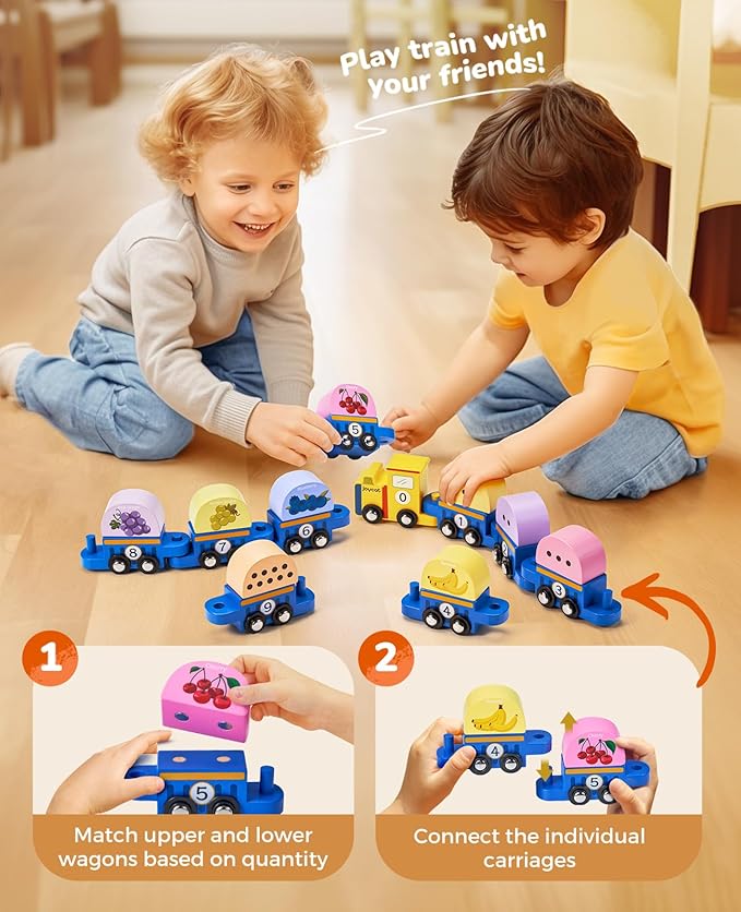 Number Train Set for 3 4 5 6 Years Olds, Learning Toy for Toddlers 10 Pcs