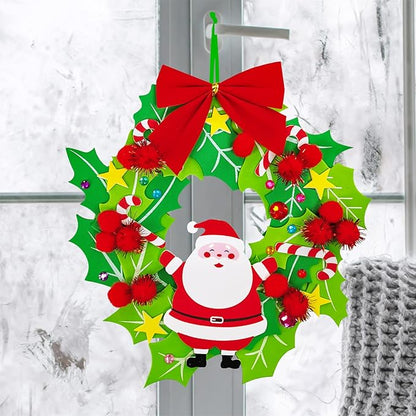 Winlyn 12 Sets Christmas Craft Kits Winter Crafts DIY 3D Christmas Wreath Ornaments Art Sets Santa Snowflake Snowman Christmas Foam Stickers Arts and Crafts for Kids Holiday Home Classroom Activities