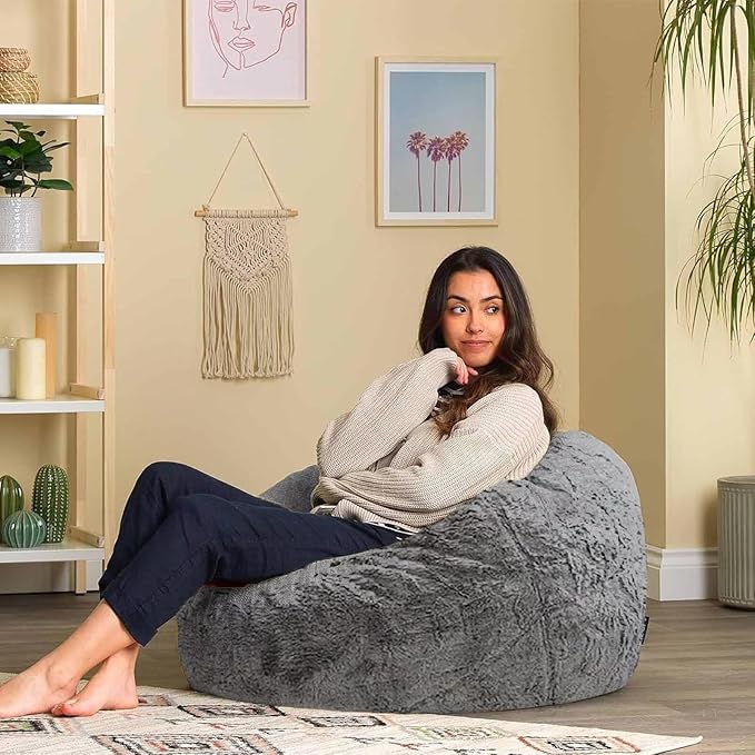 7FT Bean Bag Chair for Adults Kids No Filling Comfy Giant Living Room Chairs Gaint Bean Bag for Stuffed Animal Storage, Grey