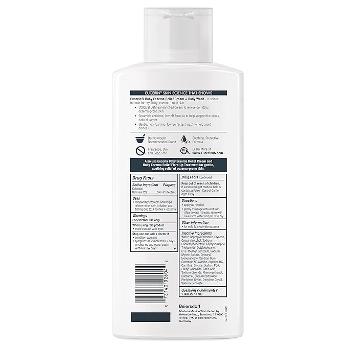 Eucerin Baby Skin Care Set for Eczema-Prone Skin with Colloidal Oatmeal (Skin Protectant), Fragrance Free 13.5 Fl 8 Oz