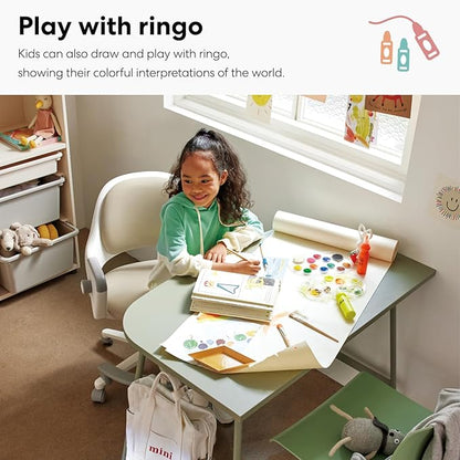 SIDIZ Ringo Kids Desk Chair : Ergonomic Kids Chair with Footrest, 4-Step Growing Function, Adjustable Seat Height, Sit-Locking Casters, Swivel Type Kids Chair (Soy Milk Beige Chair)