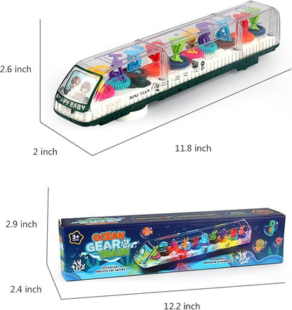 DISSONA Transparent Gear Toys for Kids with Electronic Light & 3-8 Boys (train1)
