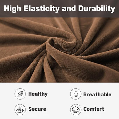 NORTHERN BROTHERS Stretchy Recliner Chair Covers, Velvet Recliner Covers, Lazy Boy Chair Cover (Brown, loveseat)