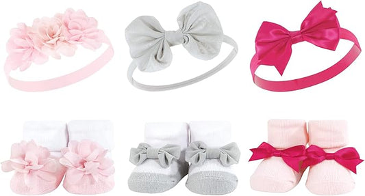 Hudson Baby Girl's Headband and Socks Giftset