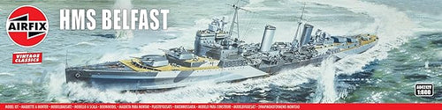 Airfix Ship Model Kit Vintage Classics - A04212V HMS Belfast, Plastic Watercraft Model Kits for Adults & Kids Ages 8+, Skill Level 3, 1:600 Scale WW2 Warship Models, Miniature Battleship Navy Gifts