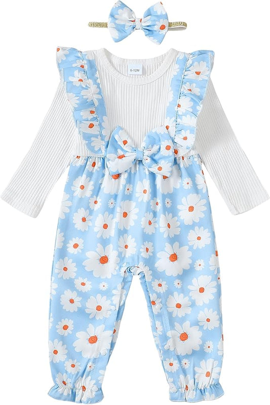 Newborn Baby Girls One Piece Romper Jumpsuit Cute Floral Print