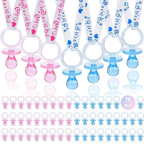 72 Baby Shower Pacifiers Necklace, Acrylic Pacifier Necklace
