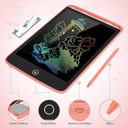 TECJOE 2 Pack LCD Writing Tablet with Fridge Magnets, Doodle Board for Kids Drawing Kitchen Memo, Christmas Stocking Stuffers Birthday Gifts Toys for Boys Girls 8.5 Inch(Blue+Pink)