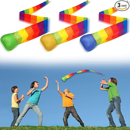 Chalyna Throw and Catch Ball, Rainbow Tail Foam Ball Sports Comet Balls Soft Colorful Play Playground Toys Bulk for Indoor Outdoor Kids Adults School Training Gift, 23.62 Inch Long