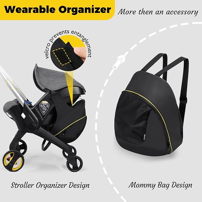 Upperkids Storage Bag Compatible with Doona Infant Car Seat Stroller, Stroller Accessories, Large Capacity Diaper Bag, Easy Access Zipper Design, Wearable Backpack, Stroller Organizer Bag, All Day Bag