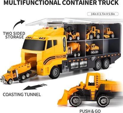 Toddler Toys for 3-9 Years Old Boys, Construction Toys Car Transport Vehicle W/Play Mat 3 4 5 6