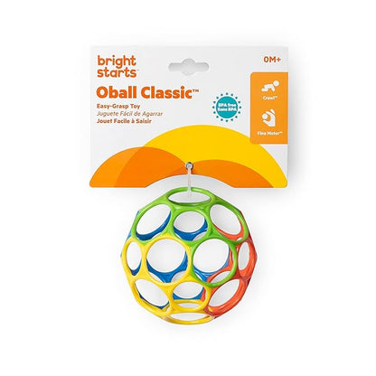 Bright Starts Oball Easy Grasp Classic Ball BPA-Free Infant Toy in Red, Yellow 4 Inches