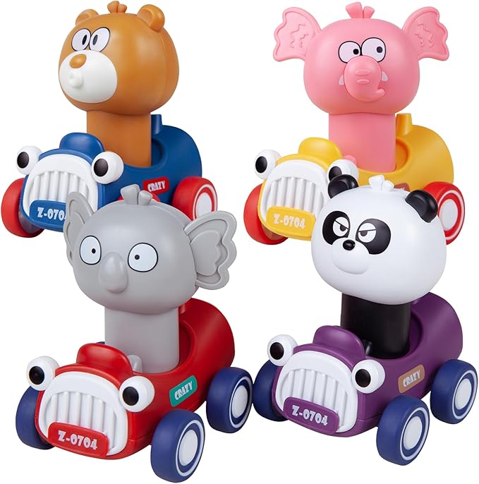 Animal Car Toy Press and Go Toy Cars for 1 2 3 Year Old,Birthday Gift for Toddlers 1-3 1 Year 12 18 4