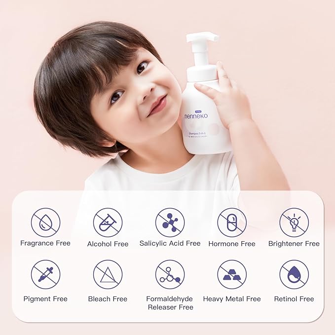 NENNEKO Kids 3 in 1 Body Wash and Shampoo, Kids 0-12 Years