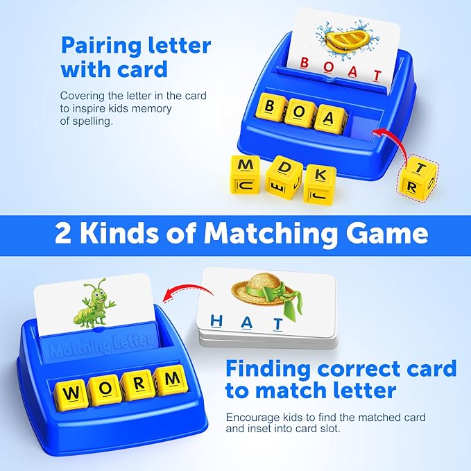 SAITCPRY Toys for Ages 2-4 4-6,Educational Toys for 3 4 5 Year Old for Toddlers 2-4 Year Matching Letter Games for 3-5 Montessori Toys for Kids Birthday Halloween Christmas Stocking Stuffer Gifts