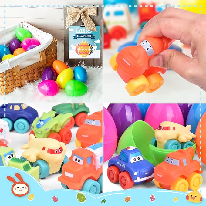 FUN LITTLE TOYS Cars Easter Eggs Vehicles for Party Favors,