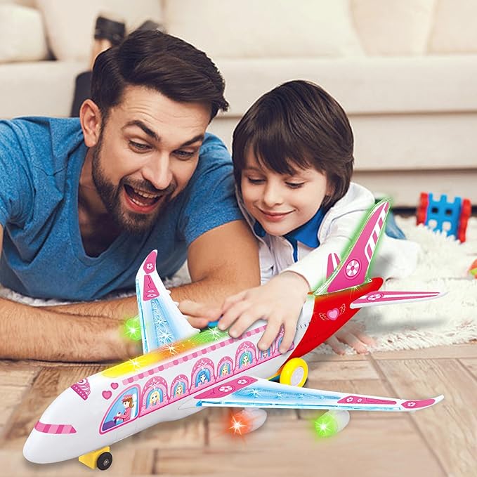 Airplane Toy for Kids Toddlers 3-5, Toy Airplanes with Flashing Lights & Sounds 4-8 8-12