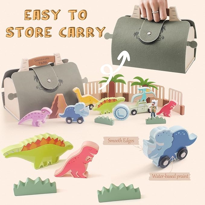 Dinosaur Train Set for Kids,Toy Train Set Tracks for Toddlers 19PCS,Dinosaur Road