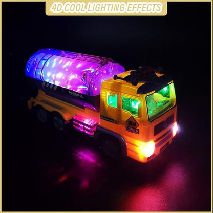 Truck Toys for 3-10 Year Old Boys, Electric Oil Tanker Toy Truck - with Bright Flashing 4D Lights & Real Sounds 3-12 Year