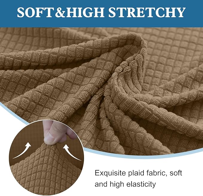 100% Waterproof Jacquard Fabric Couch Cover, Dual Layer with TPU Film, Leakproof High Elasticity Non-Slip Washable Furniture Protector for Pets, Dogs, Cats and Kids (Loveseat,Leather Brown)