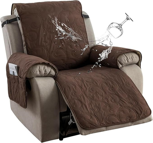 100% Waterproof Recliner Chair Cover, Recliner Chair Covers for Reclining Chair, Non-Slip Fabric Recliner Couch Cover for Living Room, for Pets Kids Protector, Washable