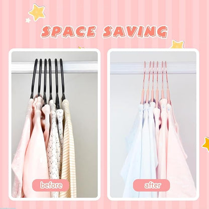 ManGotree Baby Velvet Hangers with 360° Swivel Rose Gold Hook, 10.95" Non-Slip Toddler Hangers, Ultra Thin Space Saving Infant Hangers for Kids Clothes, 15 Pack (Light Pink)