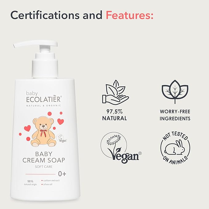 Ecolatier Baby Soap, 98% Natural Ingredients 8.5 fl