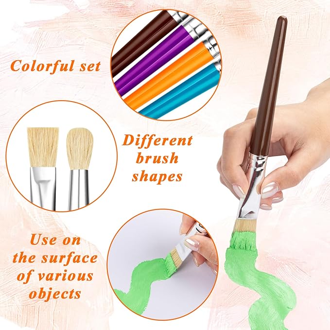 YGAOHF 30 Pcs Paint Brushes for Kids - Colorful Kids Paint Brushes Big Chubby Toddler Paint Brushes, Easy to Clean & Grip Round Flat Preschool Paint Brushes for Acrylic Washable Paint