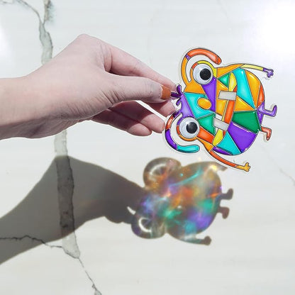 Winlyn 27 Sets Halloween Craft Kits Fall Crafts Monster Suncatchers Ornaments Decorations DIY Window Paint Art Suncatchers Hanging Monster Sun Catchers for Kids Classroom Party Activities
