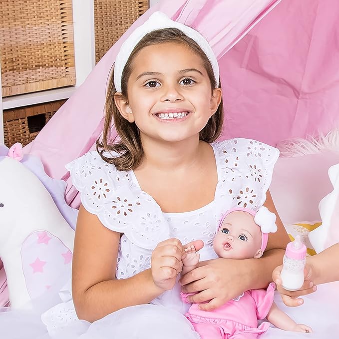 Adora Nurture Time Babies 13 Inch Baby Doll and Clothes Set with 3 Touch Activated Features Birthday Gift for Kids Ages 1 and Up - Soft Pink