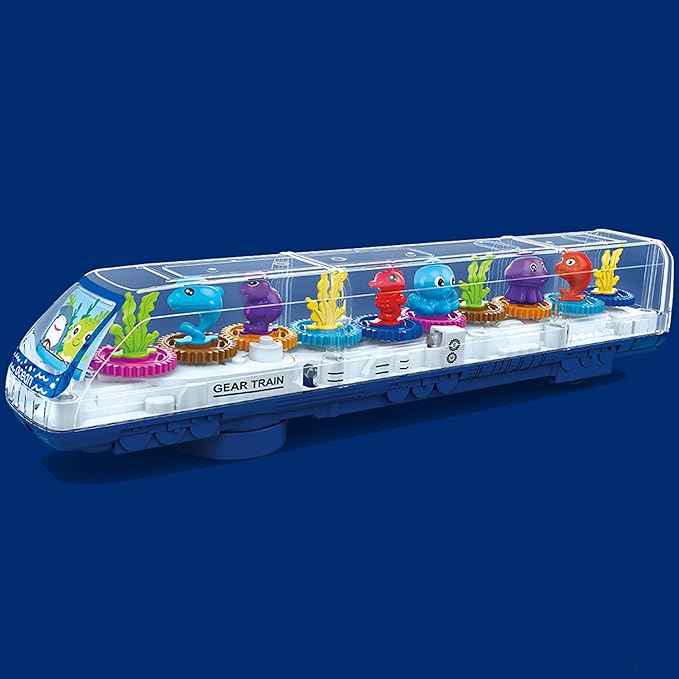 DISSONA Transparent Gear Toys for Kids with Electronic Light & 3-8 Boys (train2)
