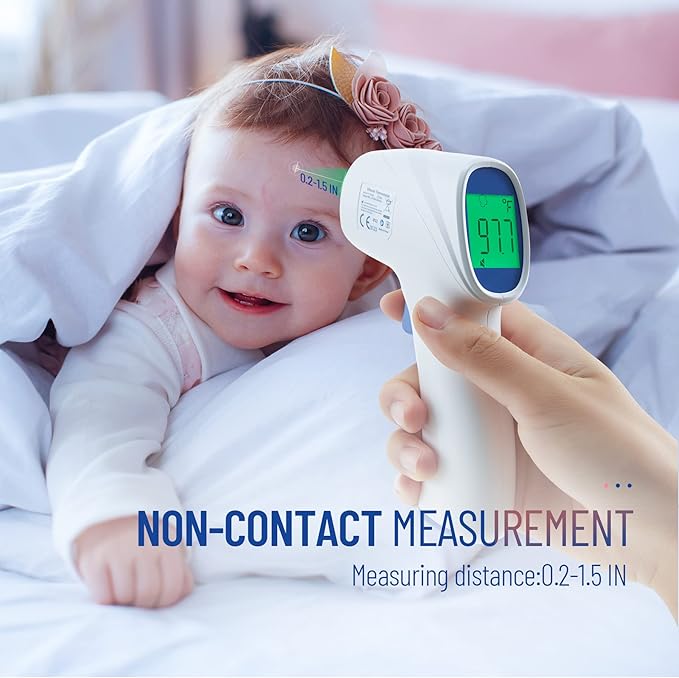 Forehead Thermometer for Adults and Kids, Digital Infrared Thermometer with Fever Alarm