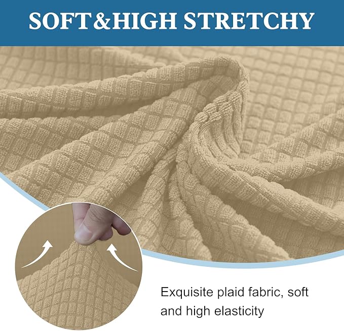 100% Waterproof Jacquard Fabric Couch Cover, Dual Layer with TPU Film, Leakproof High Elasticity Non-Slip Washable Furniture Protector for Pets, Dogs, Cats and Kids (Loveseat,Natural Color)