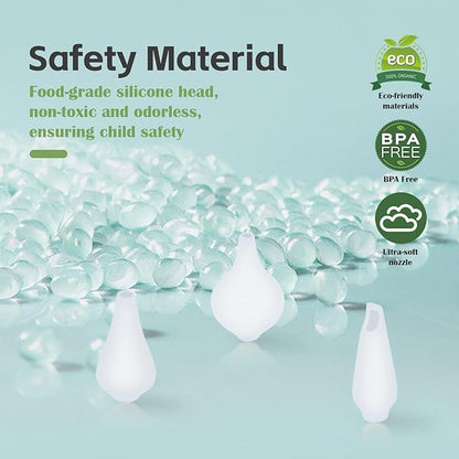 Nasal Aspirator for Baby - Baby Nose Sucker Electric Nose Suction for Baby with Saline Nasal 10 Packs, 3 Silicone Tips