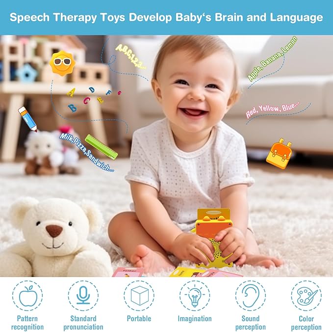 Toddler Toys Talking Flash Cards for 1 2 3 4 5 6 Year Old,Speech Therapy Montessori Toys with 224 Sight Words Learning Educational Gifts,Autism Sensory Toys for Autistic Children