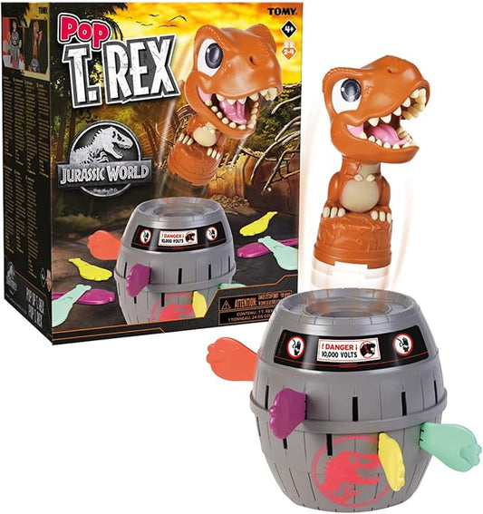 TOMY Pop Up T-Rex Kids Game - Family and Preschool Kids Games for Family Game Night - Kids Activities and Jurassic World Toys - Girls and Boys Games - 2-4 Players - Ages 4 Years and Up