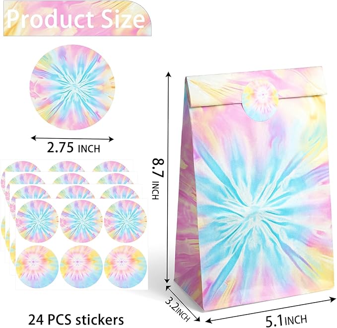 Tie Dye Party Favor Bags Tie Dye Goodie Bags Tie Dye Party Favors for Kids Tie Dye Birthday Party Supplies
