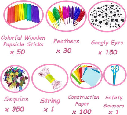 VLUSSO Arts and Crafts Supplies for Kids DIY Craft Kits Art Supplies Materials Kids Crafts Set with Pipe Cleaners Craft Box Preschool Homeschool Toys Gift for Kids Boys and Girls Age 4 5 6 7 8