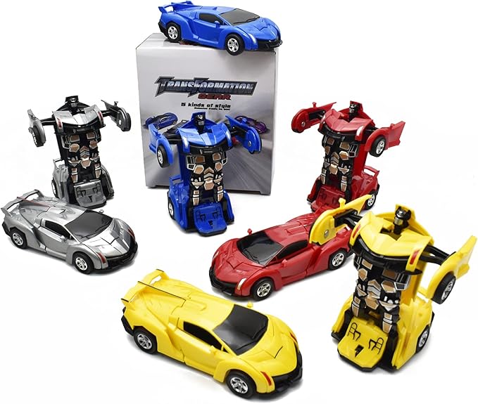CDDZSW 4 Pack 3-5 Years Old Boys Toddler Pull Back Transforming Toy Cars, Pull Back Truck Toys for Boys and Girls 3 Years