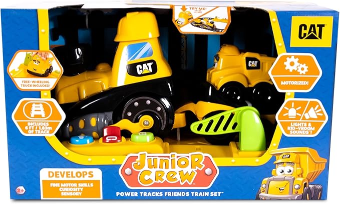 CAT Construction Toys, CAT Construction Power Track Friends Preschool Train Set | 8 Pieces of Easy-to-Assemble Tracks