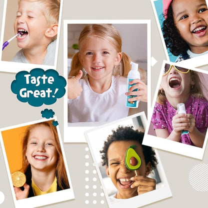 NOHOO Kids Foam Toothpaste with Fruit Flavor,Fluoride Free Natural Formul, Foam Toothpaste for Electric Toothbrush,Suitable for Toddler's Oral Cleaning and Cavity Prevention (2PCS Cantaloupe)