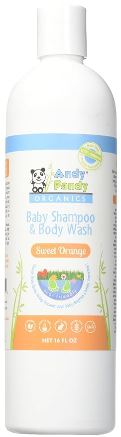 Andy Pandy Organics 100% Natural & Organic Baby Body Wash & Shampoo, Sweet Orange unscented 16 Fl