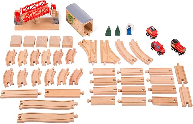 Melissa & Doug Swivel Bridge Wooden Train Set (47 pcs) 3+