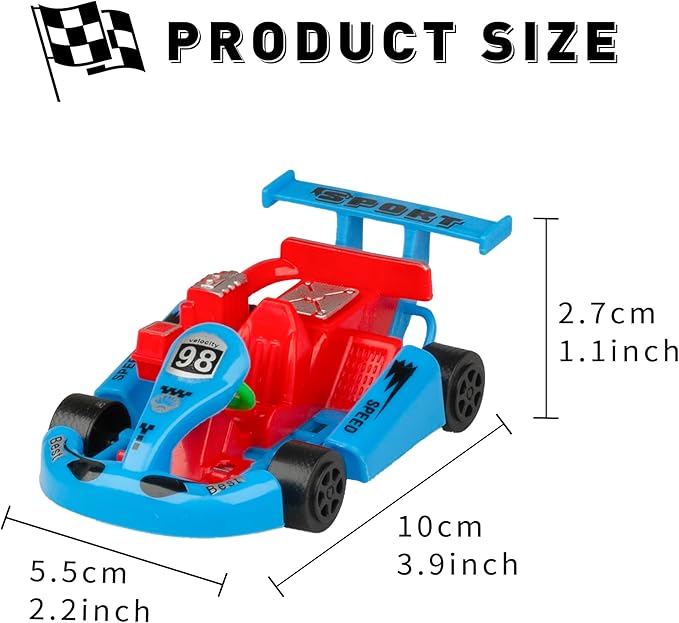 Pull Back Go Kart Friction Powered Racing Cars Kids Birthday 12PCSPROLOSO